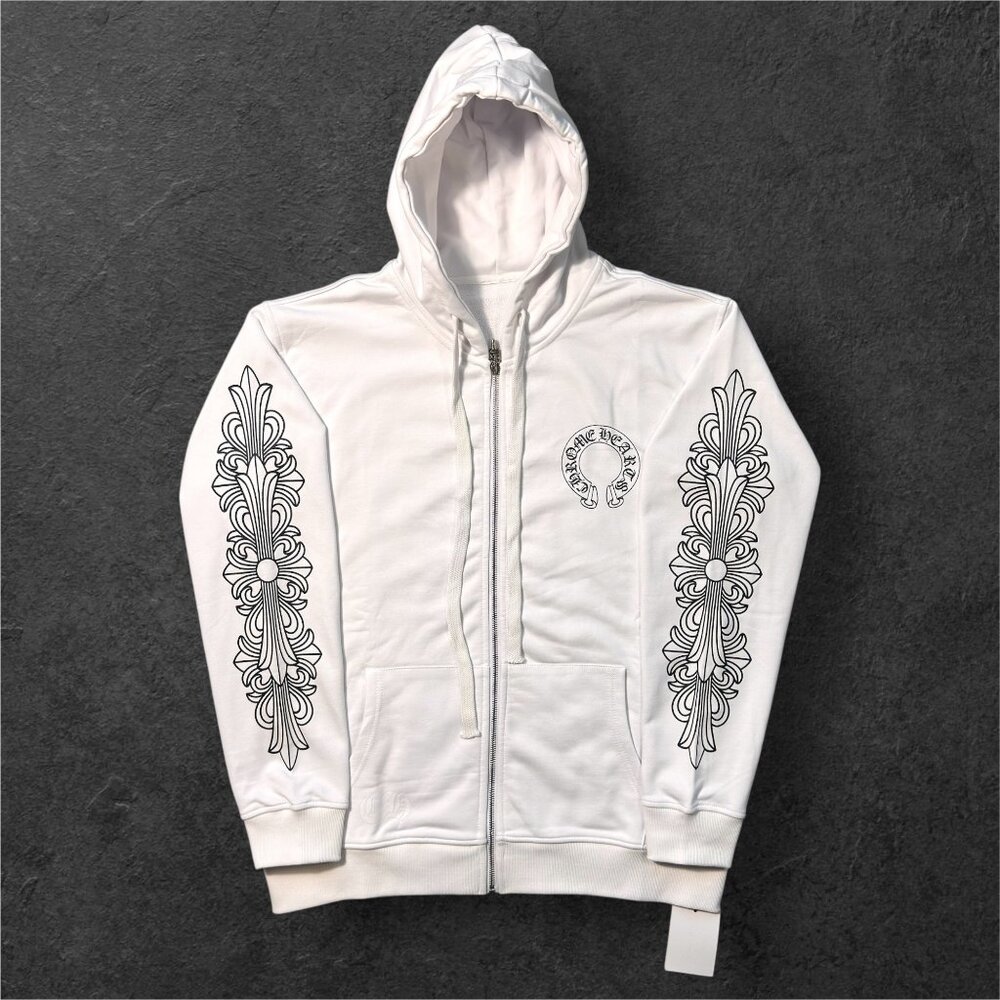 Chrome Hearts White Zip Up Hoodie NEW